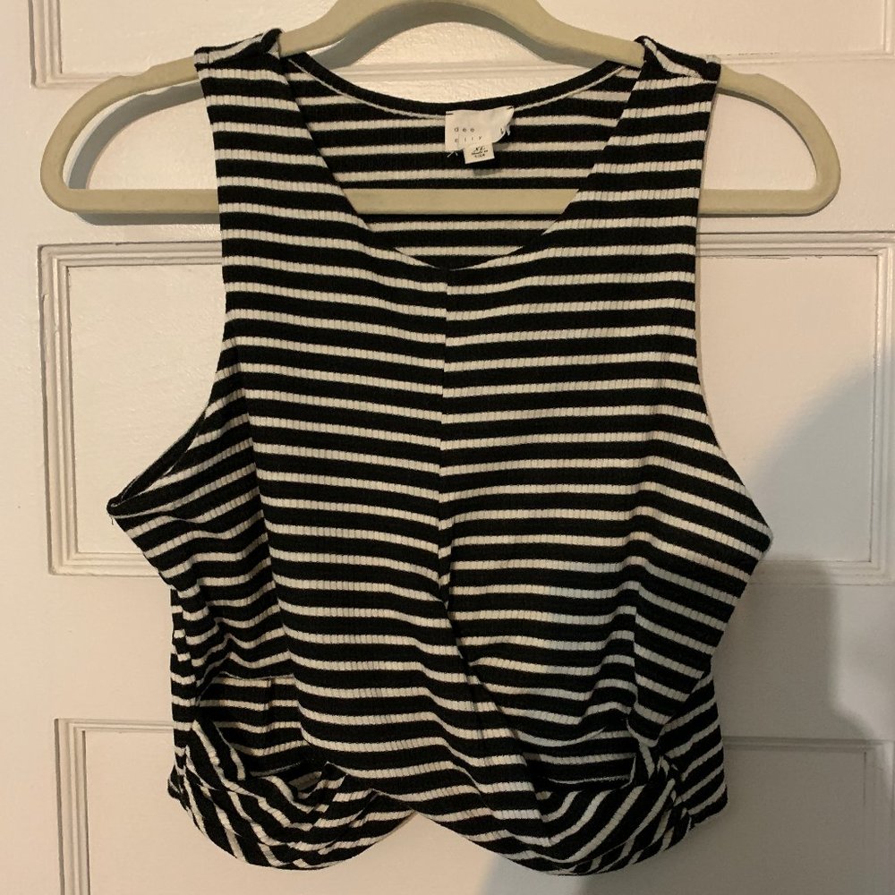 Dee Elly Striped Twist Front Crop Top